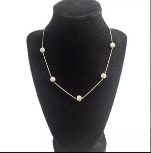 Kay Jewelers 10kt Yellow Gold station necklace Swarovski Crystal